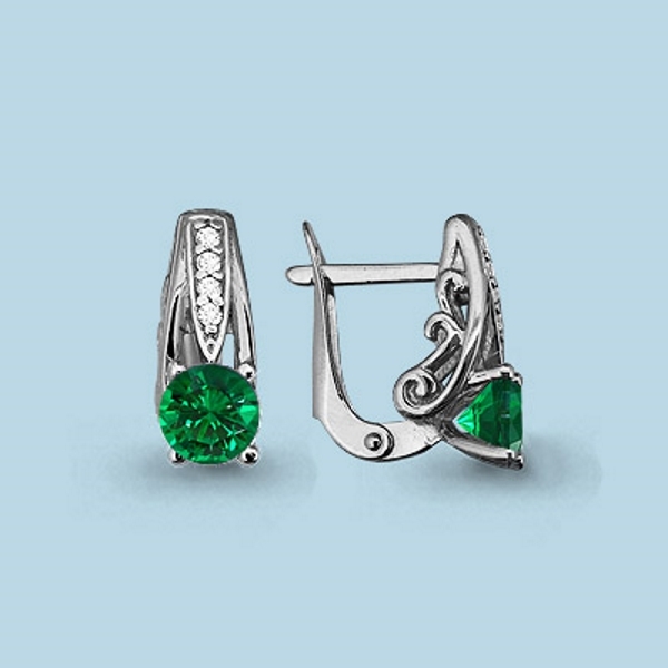 Ohrringe Smaragd Silber 925 mit Rhodium-Beschichtung
