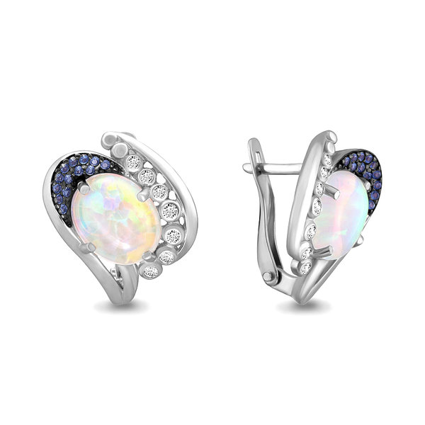 Ohrringe Opal Silber 925 mit Rhodium-Beschichtung