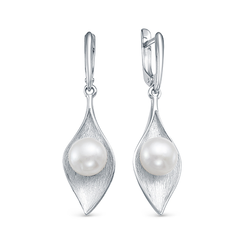 Ohrringe Perle Silber 925 mit Rhodium-Beschichtung