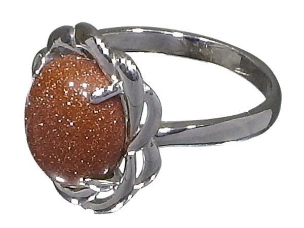 Ring Aventurin Silber 925 mit Rhodium-Beschichtung Ringgrösse: 19,0 mm
