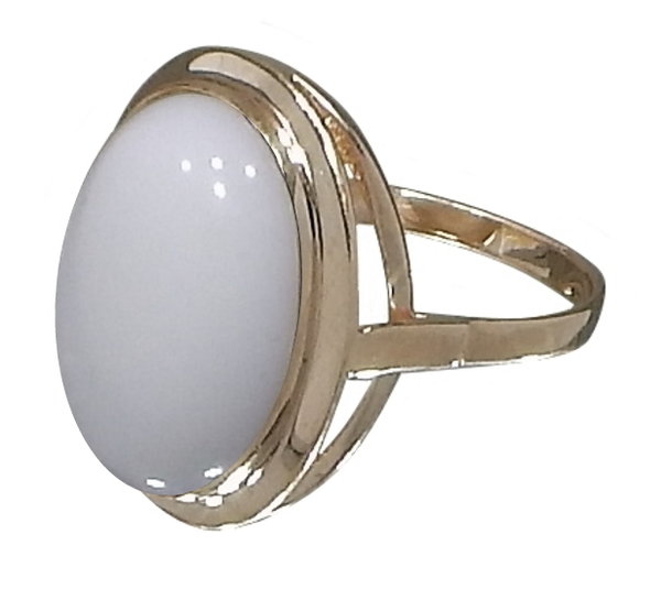 Ring Kacholong Silber 925 mit Rotgold Vergoldet Ringgrösse: 17,0-18,5 mm