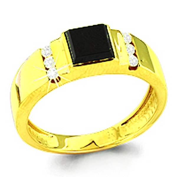 Ring Zirkonia Herrenring Gelbgold 585(14K) Ringgrösse: 21,0-22,0 mm
