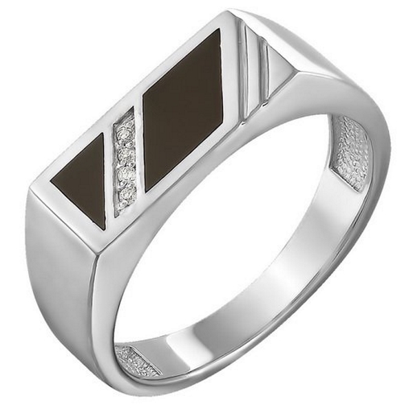 Ring Herrenring Emaille, Zirkonia Silber 925 Ringgrösse: 20,5-21,5 mm