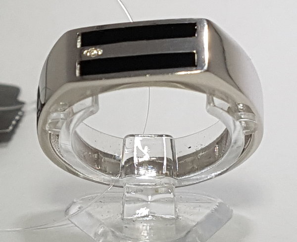 Ring Herrenring Emaille, Zirkonia Silber 925 Ringgrösse: 20,0-22,0 mm