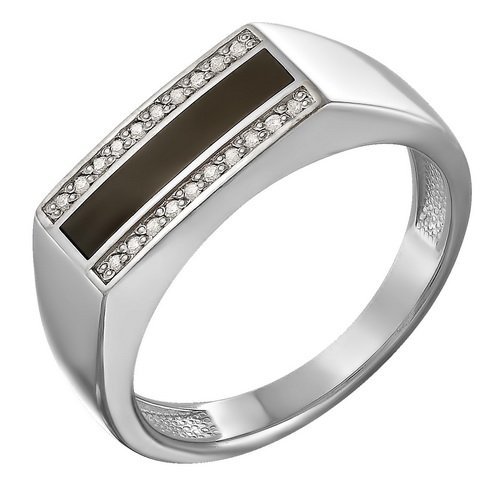 Ring Herrenring Emaille, Zirkonia Silber 925 Ringgrösse: 20,0-21,5 mm