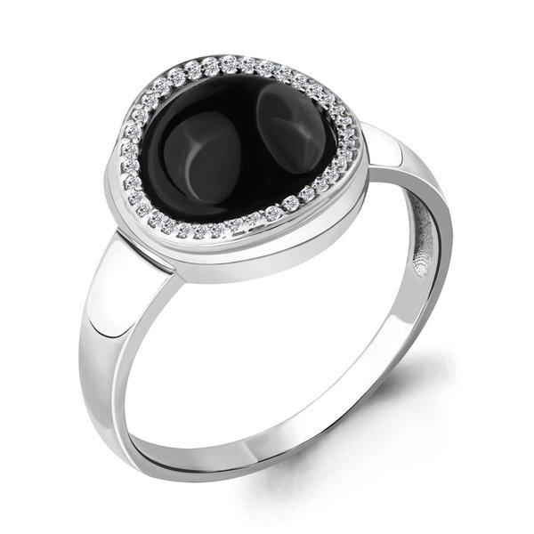 Ring Onyx Silber 925 mit Rhodium-Beschichtung Ringgrösse: 18,5 mm