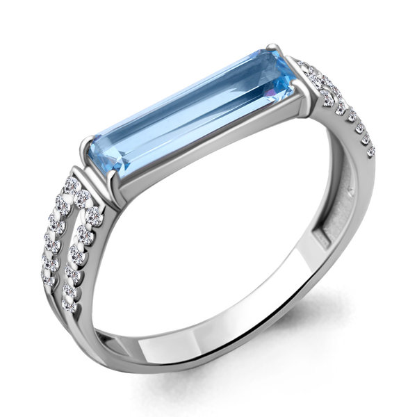 Ring Topas Swiss blue Silber 925 mit Rhodium-Beschichtung Ringgrösse:  mm