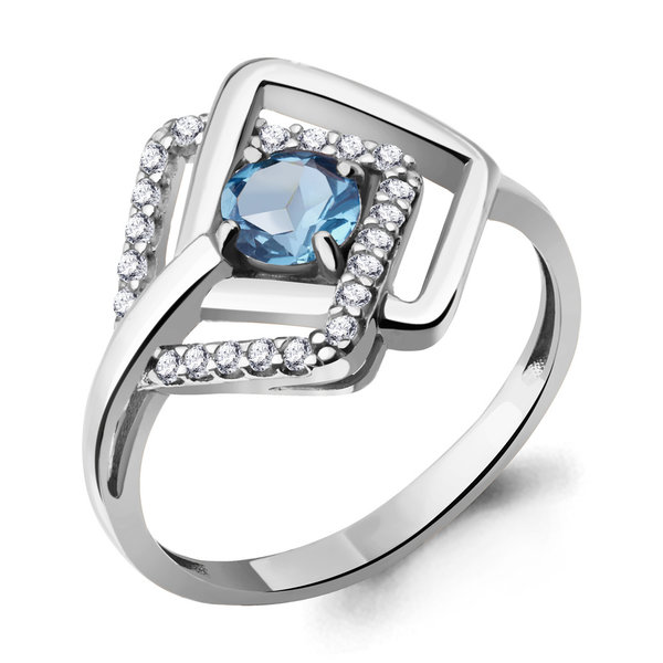Ring Topas Swiss blue Silber 925 mit Rhodium-Beschichtung Ringgrösse: 20,0 mm