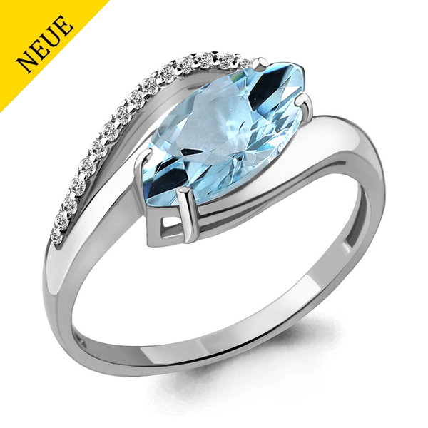 Ring Topas Sky blue Silber 925 mit Rhodium-Beschichtung Ringgrösse: 17,5-18,0 mm