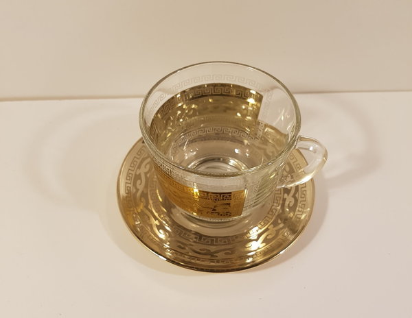 Glas Teetasse mit Glasuntertasse 12-teilig ,,Versace"